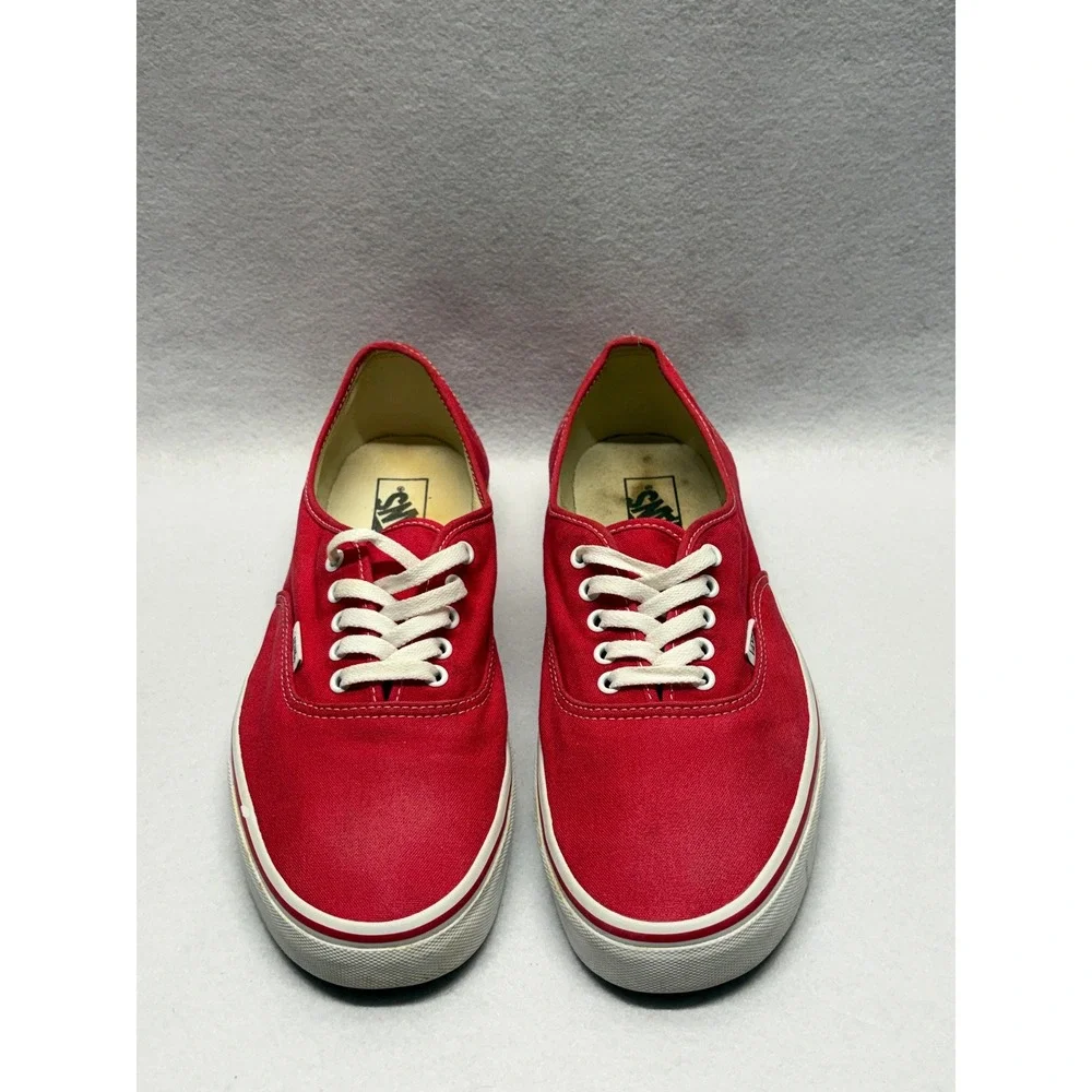 Vans Authentic Red Canvas Low Top Skate Shoes Mens Size 13 VN000EE3RED